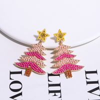 1 Piece Vintage Style Christmas Tree Enamel Plating Inlay Alloy Plastic Glass Glass Pearl Gold Plated Silver Plated Drop Earrings sku image 2