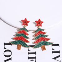 1 Piece Vintage Style Christmas Tree Enamel Plating Inlay Alloy Plastic Glass Glass Pearl Gold Plated Silver Plated Drop Earrings sku image 3