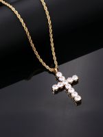Hip-Hop Vintage Style Simple Style Cross 304 Stainless Steel Alloy Plating Inlay Zircon K Gold Plated Rhodium Plated Men's Pendant Necklace main image 2