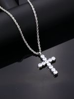 Hip-Hop Vintage Style Simple Style Cross 304 Stainless Steel Alloy Plating Inlay Zircon K Gold Plated Rhodium Plated Men's Pendant Necklace main image 3