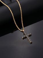Hip-Hop Vintage Style Simple Style Cross 304 Stainless Steel Alloy Plating Inlay Zircon K Gold Plated Rhodium Plated Men's Pendant Necklace main image 4