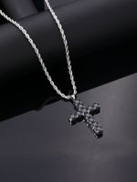 Hip-Hop Vintage Style Simple Style Cross 304 Stainless Steel Alloy Plating Inlay Zircon K Gold Plated Rhodium Plated Men's Pendant Necklace main image 5