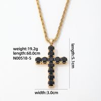 Hip-Hop Vintage Style Simple Style Cross 304 Stainless Steel Alloy Plating Inlay Zircon K Gold Plated Rhodium Plated Men's Pendant Necklace sku image 4