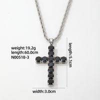 Hip-Hop Vintage Style Simple Style Cross 304 Stainless Steel Alloy Plating Inlay Zircon K Gold Plated Rhodium Plated Men's Pendant Necklace sku image 1