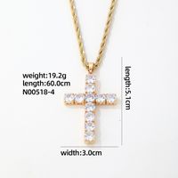 Hip-Hop Vintage Style Simple Style Cross 304 Stainless Steel Alloy Plating Inlay Zircon K Gold Plated Rhodium Plated Men's Pendant Necklace sku image 3
