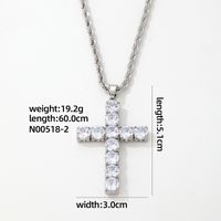 Hip-Hop Vintage Style Simple Style Cross 304 Stainless Steel Alloy Plating Inlay Zircon K Gold Plated Rhodium Plated Men's Pendant Necklace sku image 2