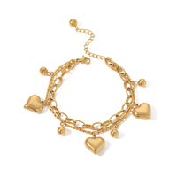 Casual Hip-Hop Modern Style Round Heart Shape Stainless Steel 18K Gold Plated Bracelets In Bulk sku image 2