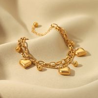 Casual Hip-Hop Modern Style Round Heart Shape Stainless Steel 18K Gold Plated Bracelets In Bulk main image 7