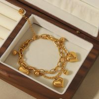 Casual Hip-Hop Modern Style Round Heart Shape Stainless Steel 18K Gold Plated Bracelets In Bulk main image 6