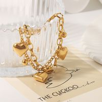 Casual Hip-Hop Modern Style Round Heart Shape Stainless Steel 18K Gold Plated Bracelets In Bulk main image 4