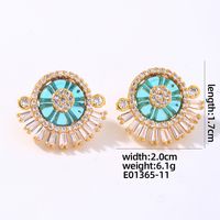 1 Pair Glam Shiny Round Plating Inlay Copper Zircon Ear Studs main image 2