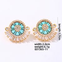 1 Paire Glamour Brillant Rond Placage Incruster Le Cuivre Zircon Boucles D'oreilles main image 2