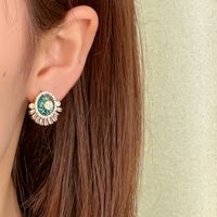 1 Pair Glam Shiny Round Plating Inlay Copper Zircon Ear Studs main image 4