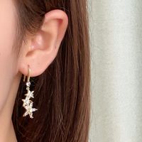 1 Pair Vintage Style Star Flower Plating Inlay Copper Zircon Ear Hook main image 4