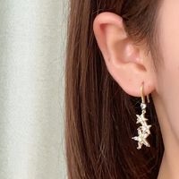 1 Pair Vintage Style Star Flower Plating Inlay Copper Zircon Ear Hook main image 3