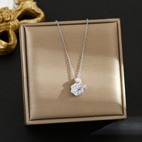 Titanium Steel Simple Style Plating Inlay Heart Shape Flower Zircon Pendant Necklace sku image 36