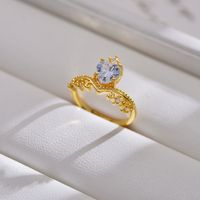 Elegante Forma De Corazón Cobre Embutido Circón Anillos sku image 1