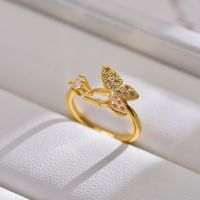 Cute Sweet Butterfly Copper Open Rings sku image 1