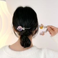 Elegant Dame Blume Metall Inlay Künstliche Edelsteine Opal Haarklammer main image 4