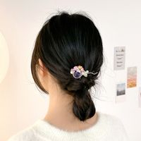 Elegant Lady Flower Metal Inlay Artificial Gemstones Opal Hair Clip main image 5