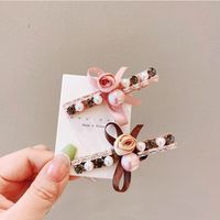 Vintage Style Color Block Cloth Rhinestone Hair Clip main image 3