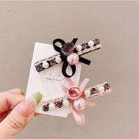 Vintage Style Color Block Cloth Rhinestone Hair Clip main image 4