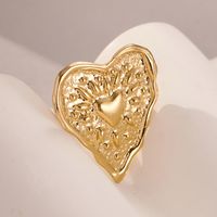 304 Stainless Steel 14K Gold Plated Vacation Simple Style Plating Irregular Heart Shape Open Rings main image 2