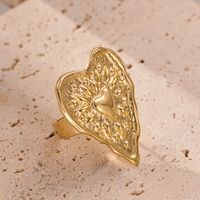 304 Stainless Steel 14K Gold Plated Vacation Simple Style Plating Irregular Heart Shape Open Rings main image 1