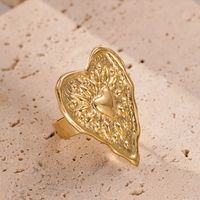 304 Stainless Steel 14K Gold Plated Vacation Simple Style Plating Irregular Heart Shape Open Rings main image 6