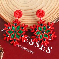 1 Pair Nordic Style Vintage Style Snowflake Plating Inlay Plastic Cloth Glass Glass Beads Silver Plated Drop Earrings main image 3
