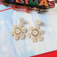 1 Pair Nordic Style Vintage Style Snowflake Plating Inlay Plastic Cloth Glass Glass Beads Silver Plated Drop Earrings main image 4