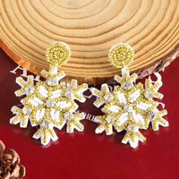 1 Pair Nordic Style Vintage Style Snowflake Plating Inlay Plastic Cloth Glass Glass Beads Silver Plated Drop Earrings sku image 4