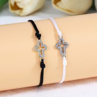 Classic Style Solid Color Rope Handmade Inlay Rhinestones Couple Bracelets main image 5