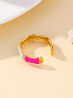 304 Stainless Steel 18K Gold Plated Vacation Enamel Plating Color Block Open Rings main image 3