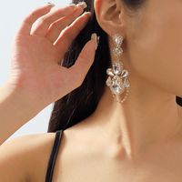 1 Pair Elegant Solid Color Inlay Alloy Artificial Gemstones Drop Earrings main image 4