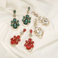1 Pair Elegant Solid Color Inlay Alloy Artificial Gemstones Drop Earrings main image 5