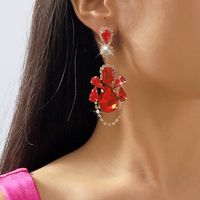 1 Pair Elegant Solid Color Inlay Alloy Artificial Gemstones Drop Earrings main image 1