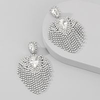 1 Pair Modern Style Simple Style Heart Shape Rhinestone Drop Earrings main image 3