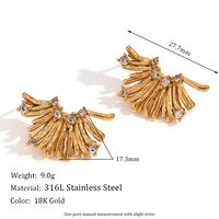 1 Pair Vintage Style Simple Style Classic Style Color Block Plating Inlay Stainless Steel Rhinestones 18k Gold Plated Ear Studs main image 5