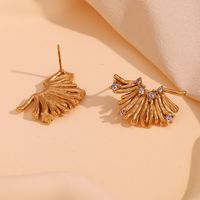 1 Pair Vintage Style Simple Style Classic Style Color Block Plating Inlay Stainless Steel Rhinestones 18k Gold Plated Ear Studs main image 1