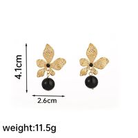 Wholesale Jewelry Elegant Luxurious Leaves Tiger Eye Obsidian Natural Stone Obsidian 18k Gold Plated Plating Inlay Drop Earrings sku image 1