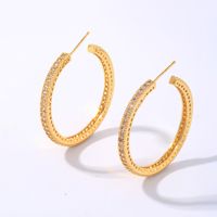 1 Pair Vintage Style Circle Plating Inlay Copper Zircon K Gold Plated Ear Studs main image 2