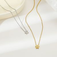 Simple Style Pentagram Stainless Steel Plating Inlay Zircon White Gold Plated Gold Plated Pendant Necklace main image 3