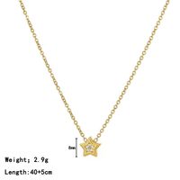 Simple Style Pentagram Stainless Steel Plating Inlay Zircon White Gold Plated Gold Plated Pendant Necklace sku image 3