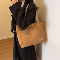 Women's Autumn&winter Canvas Solid Color Basic Sewing Thread Square Zipper Shoulder Bag Messenger Bag main image 3
