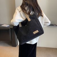 Women's Autumn&winter Canvas Solid Color Basic Sewing Thread Square Zipper Shoulder Bag Messenger Bag main image 7