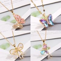 Sweet Butterfly Copper Zircon Pendant Necklace In Bulk main image 1