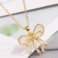 Sweet Butterfly Copper Zircon Pendant Necklace In Bulk sku image 4