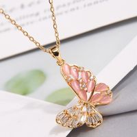 Sweet Butterfly Copper Zircon Pendant Necklace In Bulk sku image 14