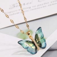 Sweet Butterfly Copper Zircon Pendant Necklace In Bulk sku image 10